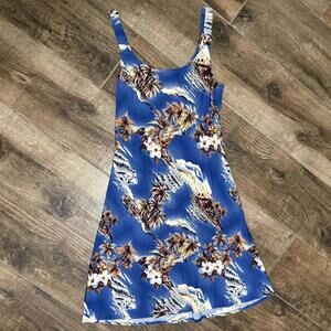 HILO HATTIE Hawaiian Vintage Island Ukulele Tank Dress,Blue, XS‎